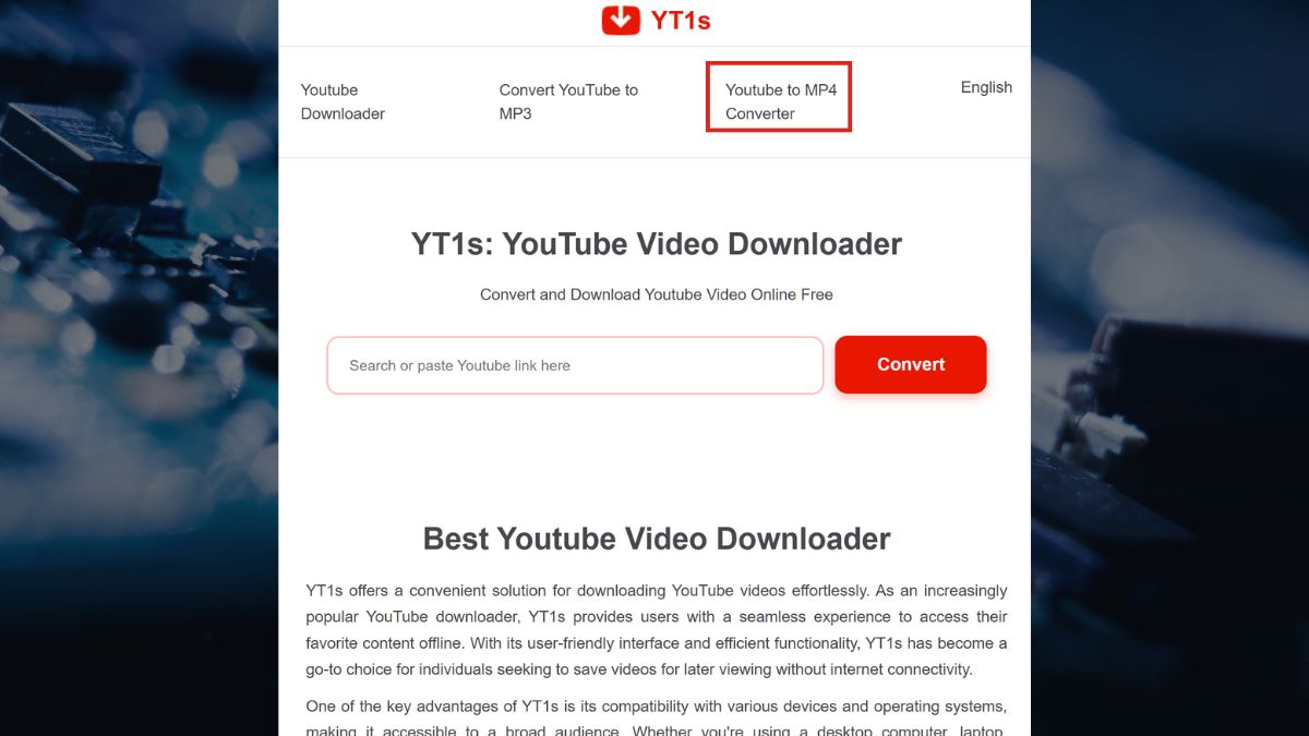 cách chuyển YouTube sang MP4 bằng YT1S - bước 1