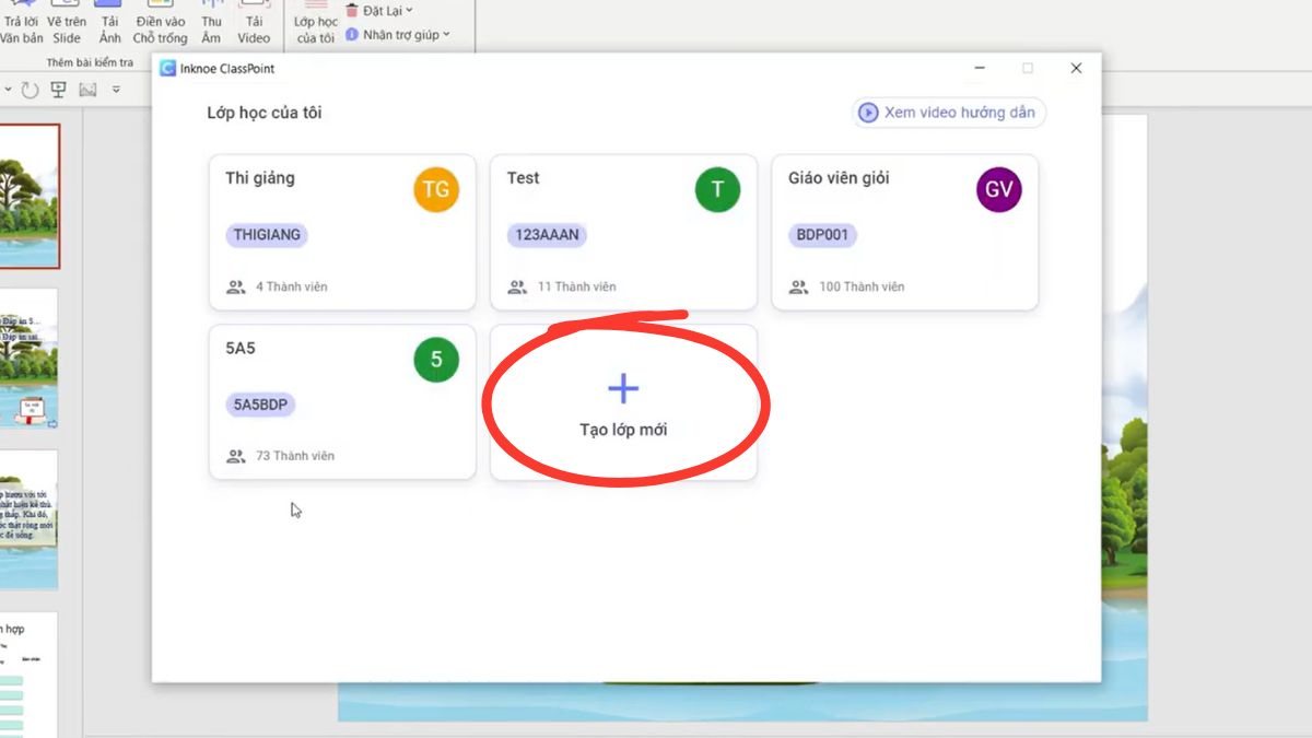 Hướng dẫn cách tạo lớp học trên ClassPoint - bước 2