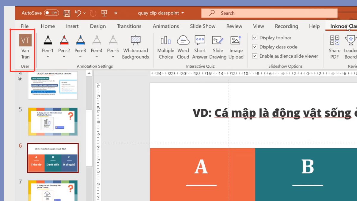 Giao diện của ClassPoint có gì nổi bật - phần mềm thông tin tài khoản