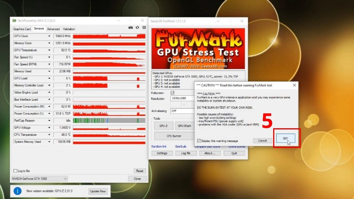 Cách test bằng benchmark (Furmark, 3DMark) bước 4