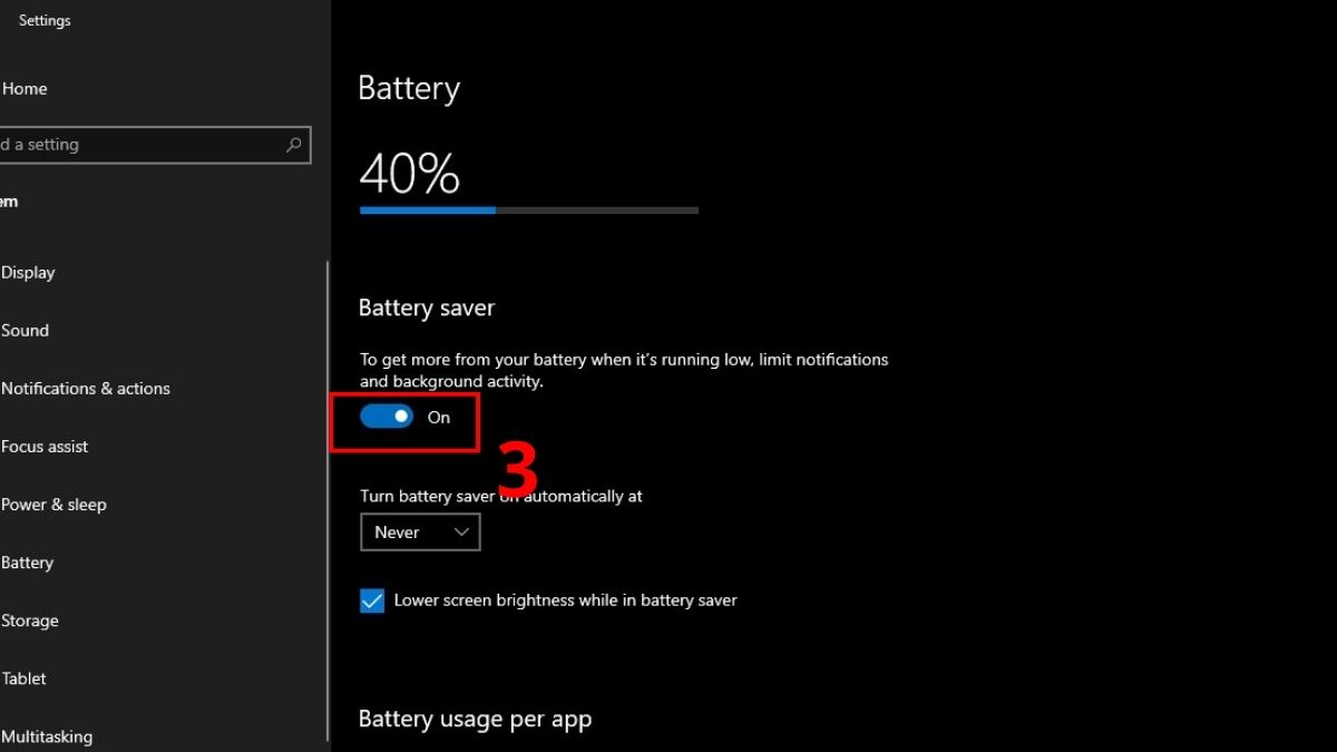 Bật chế độ Power Saving bước 3