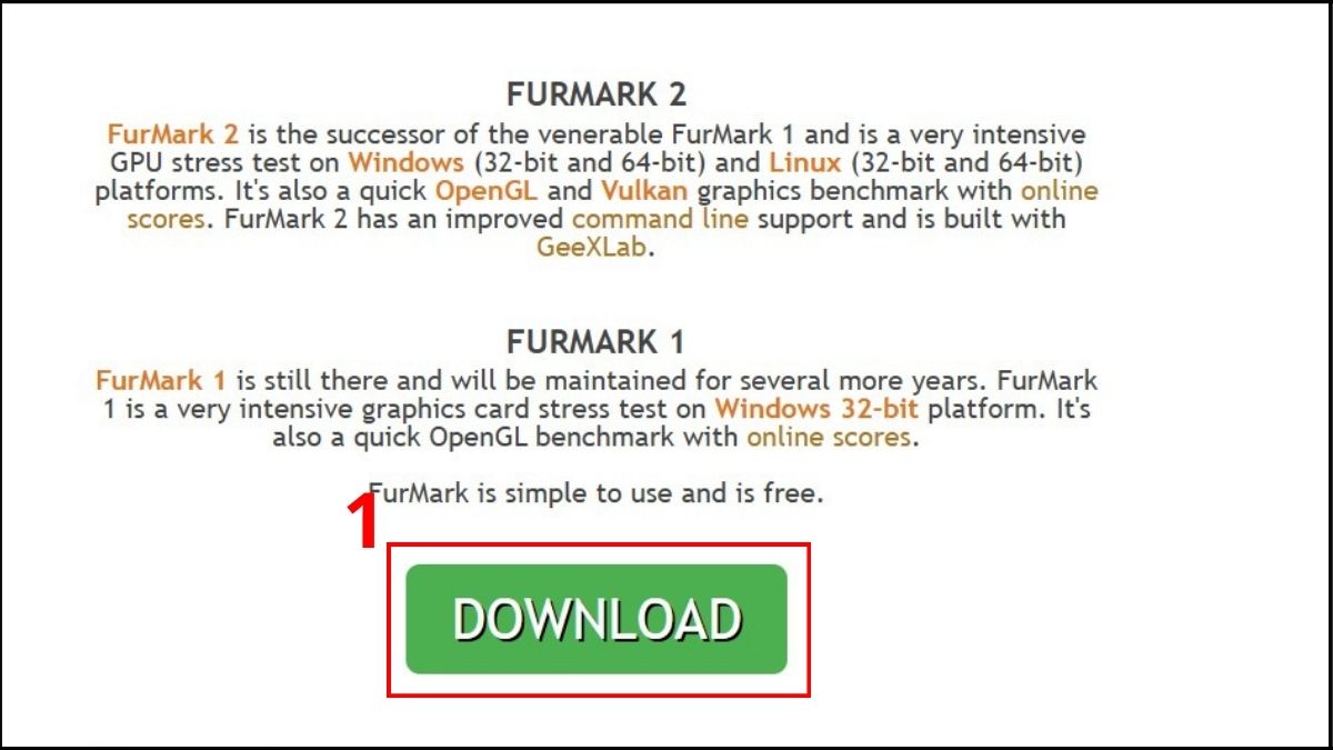 Cách test bằng benchmark (Furmark, 3DMark) bước 1