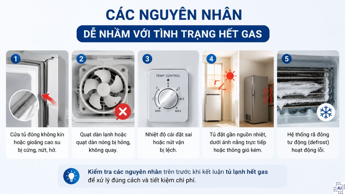 Các nguyên nhân dễ nhầm với tình trạng hết gas