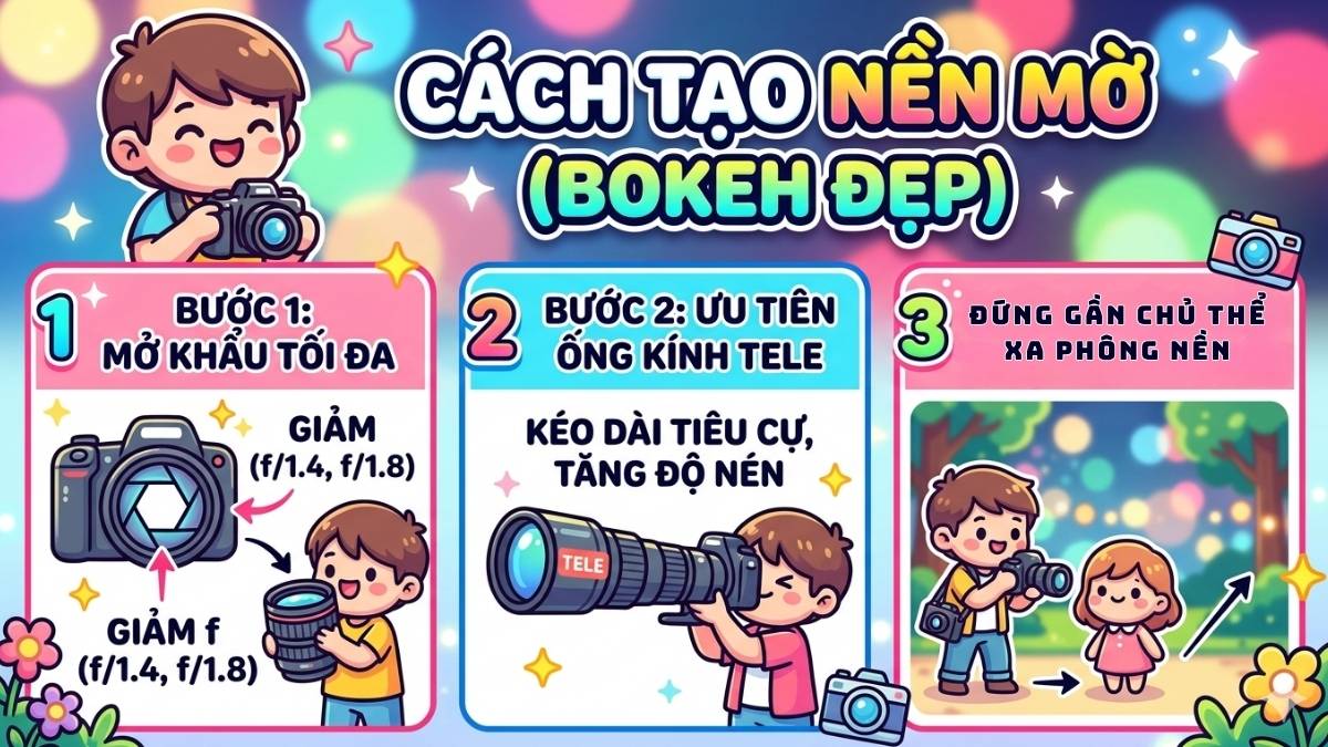 Cách tạo nền mờ (bokeh đẹp)