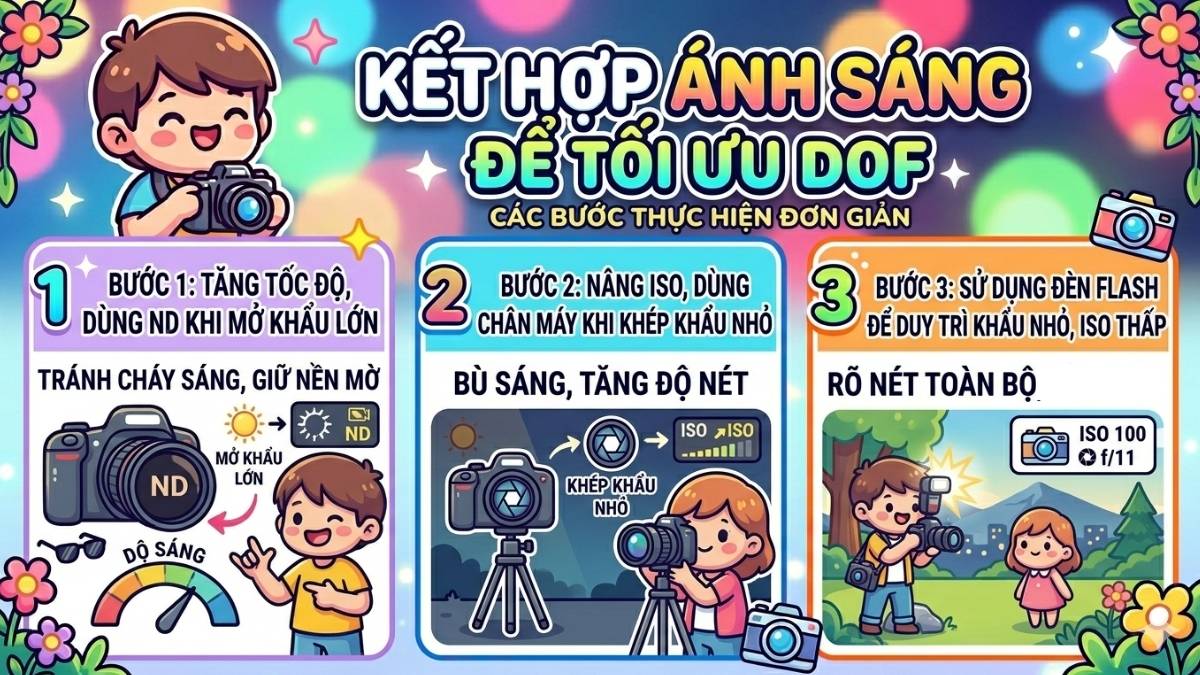 Kết hợp ánh sáng để tối ưu DOF