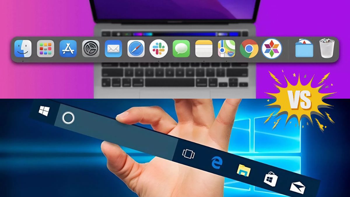 So sánh Dock trên MacBook vs Taskbar trên Windows