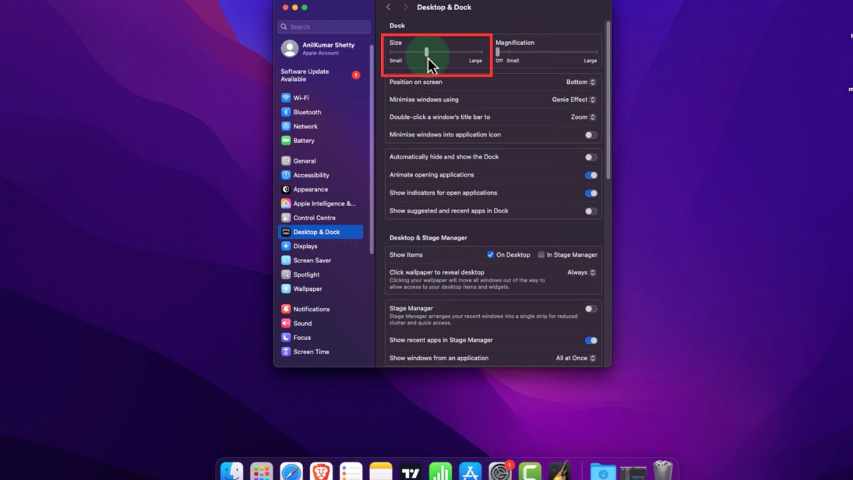 Điều chỉnh kích thước của thanh Dock Macbook bước 2