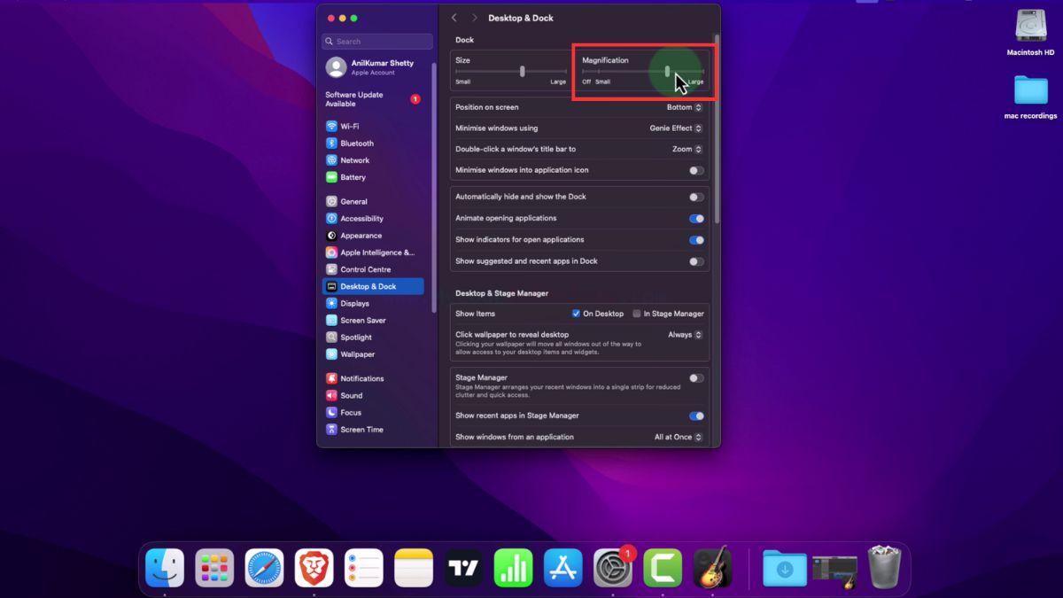 Điều chỉnh kích thước của thanh Dock Macbook bước 3