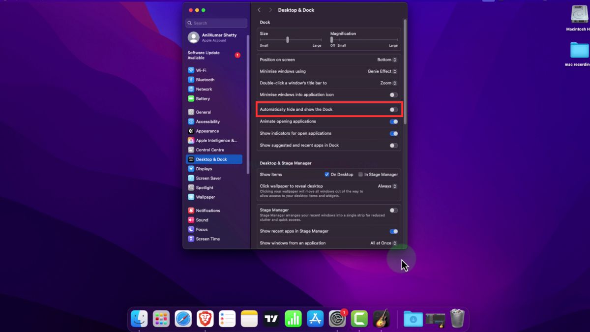 Ẩn hiện thanh Dock Macbook tự động bước 3
