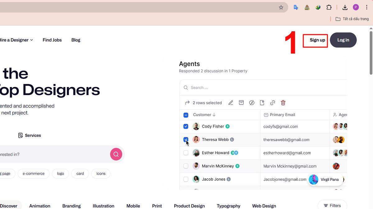 Hướng dẫn tạo tài khoản Dribbble - bước 1