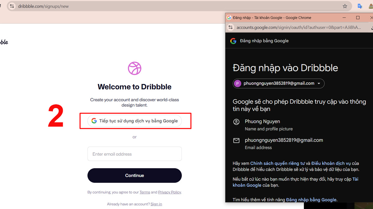 Hướng dẫn tạo tài khoản Dribbble - bước 2