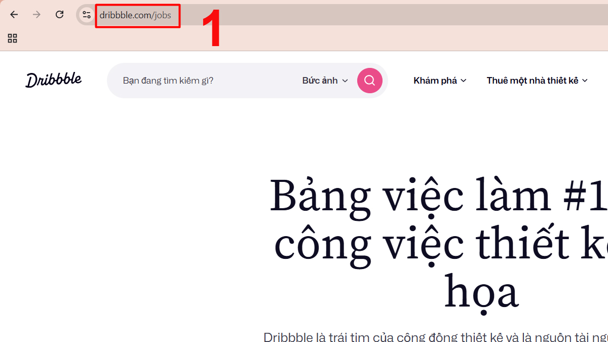 Tìm kiếm cơ hội việc làm trên Dribbble - bước 1
