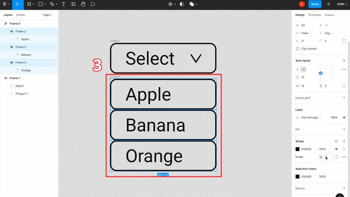 Hướng dẫn cách tạo Dropdown Menu Figma - bước 2