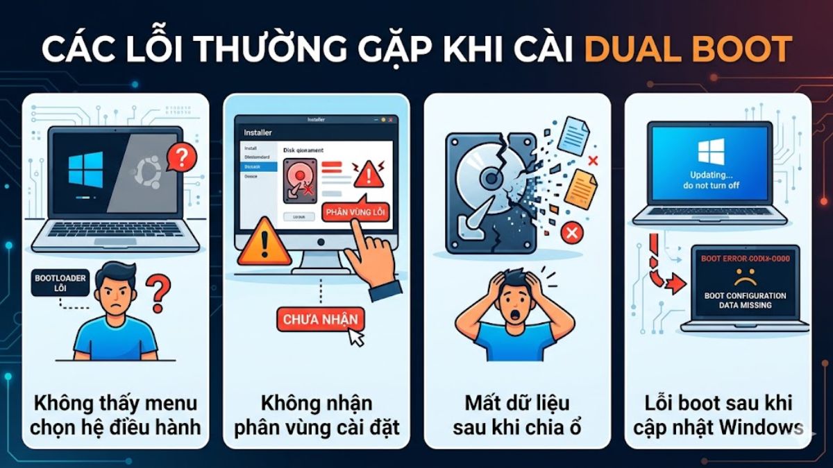 Các lỗi thường gặp khi cài Dual Boot