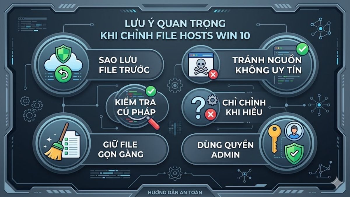 Lưu ý quan trọng khi chỉnh file host Windows 10