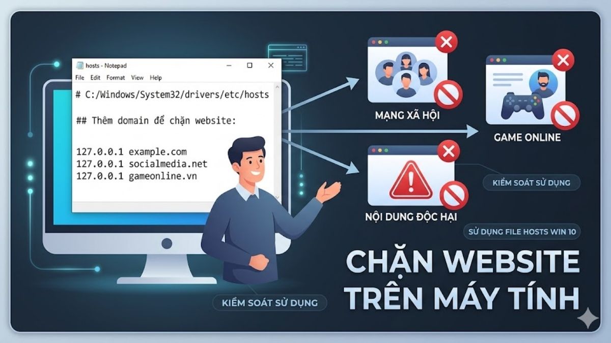 Khi nào cần chỉnh sửa file Host Win 10? chặn website máy tính