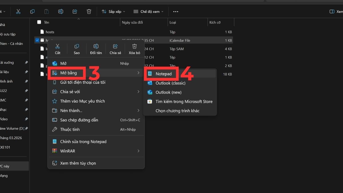 truy cập file host win 10 theo cách thủ công bước 3