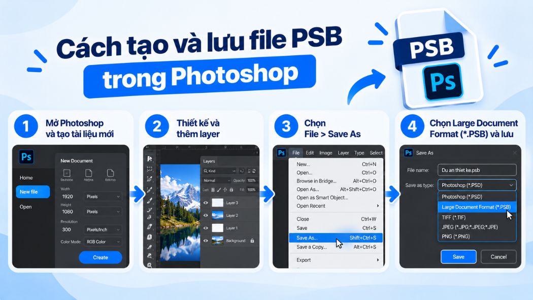Hướng dẫn cách tạo và lưu file PSB trong Photoshop