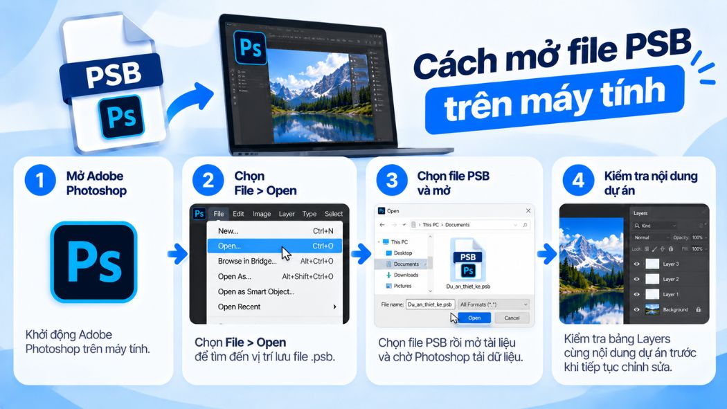 Cách mở file PSB trên máy tính