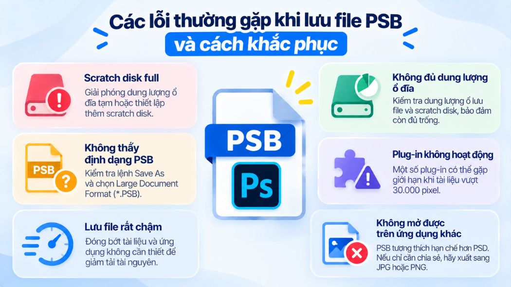 Các lỗi thường gặp và cách khắc phục khi lưu file PSB là gì