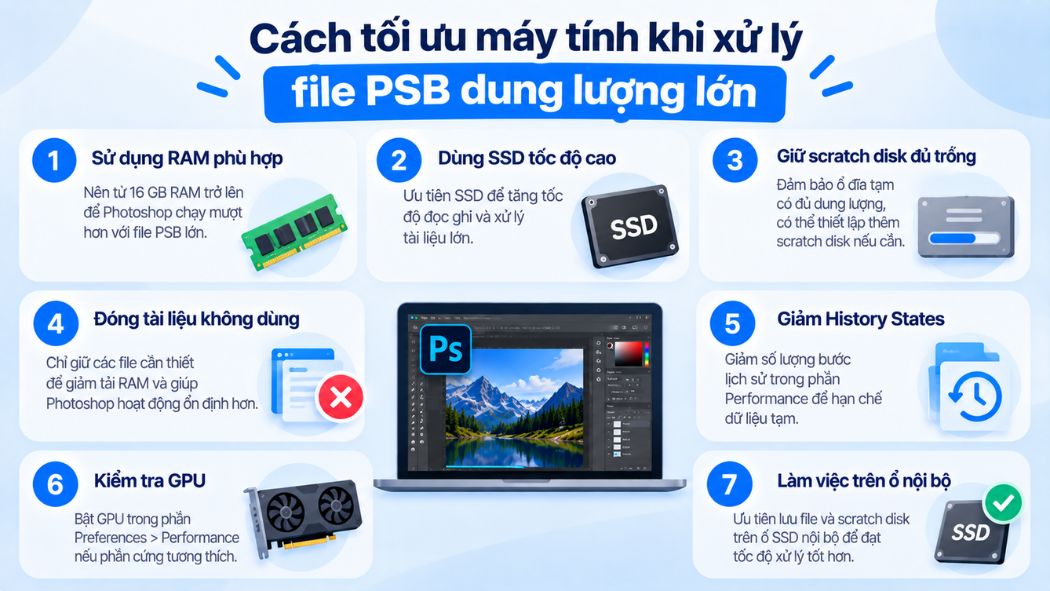 Cách tối ưu máy tính khi xử lý file PSB dung lượng lớn