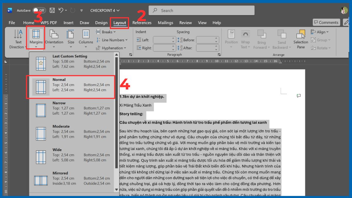 Cách fix lỗi khung căn lề Word hiện nhiều dòng bằng điều chỉnh căn lề bước 2