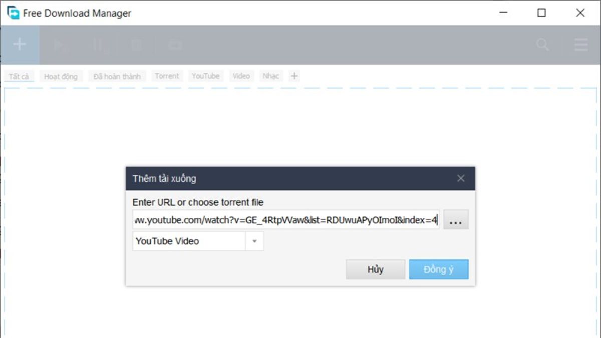Cách download file bằng Free Download Manager - bước 2