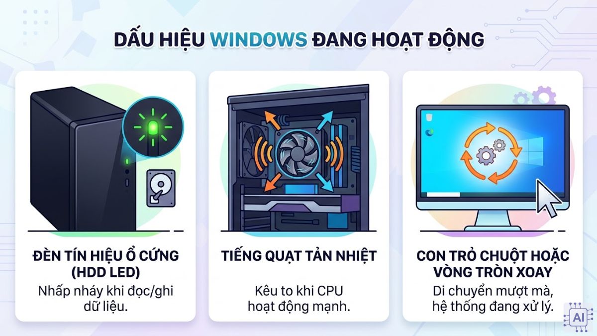 Các dấu hiệu cho thấy Windows vẫn đang hoạt động