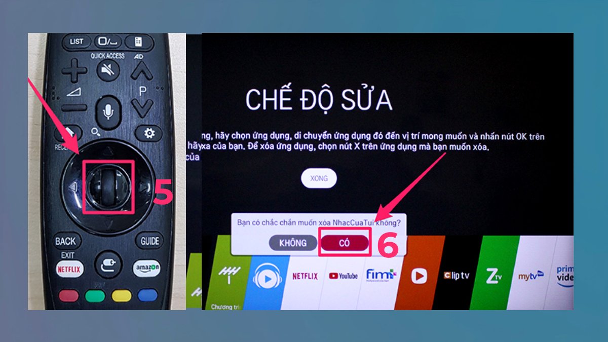 giải phóng bộ nhớ tivi LG bằng xóa bớt ứng dụng bước 3