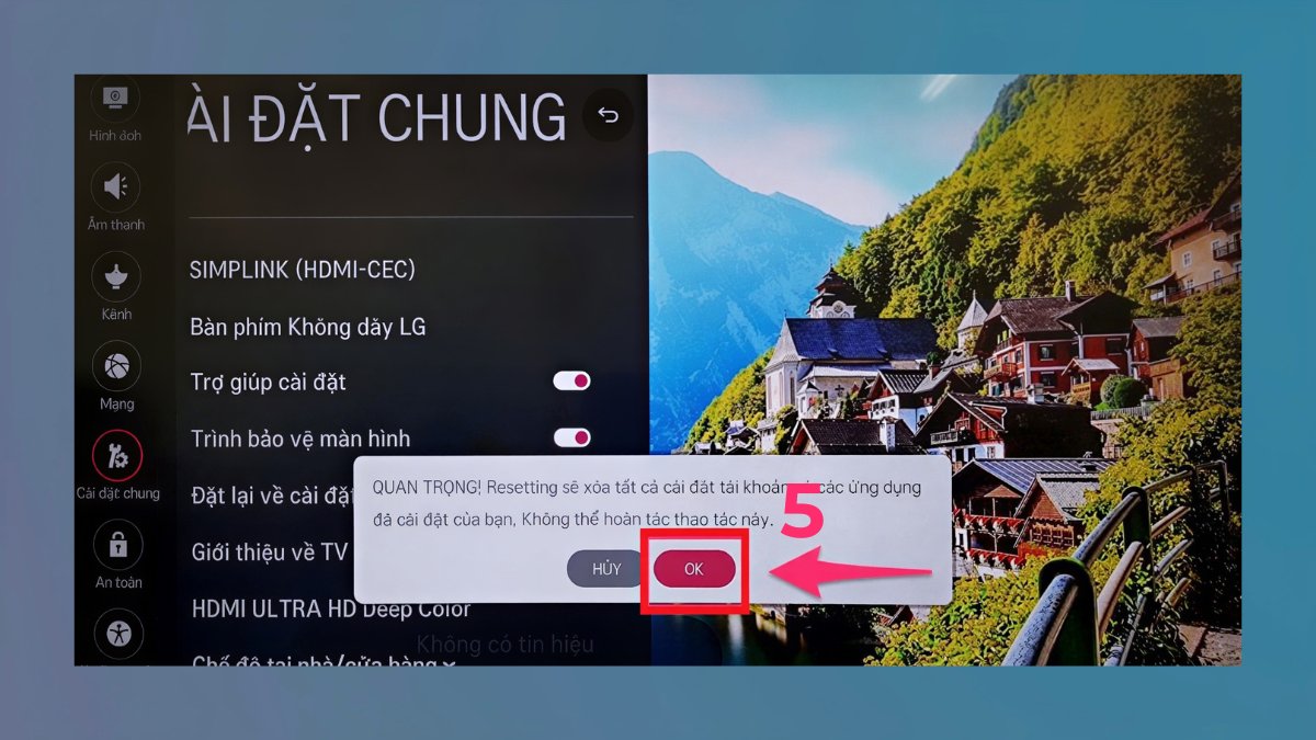 Khôi phục cài đặt gốc (reset) tivi bước 5