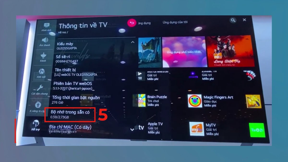 Cách kiểm tra bộ nhớ trên tivi LG bước 5