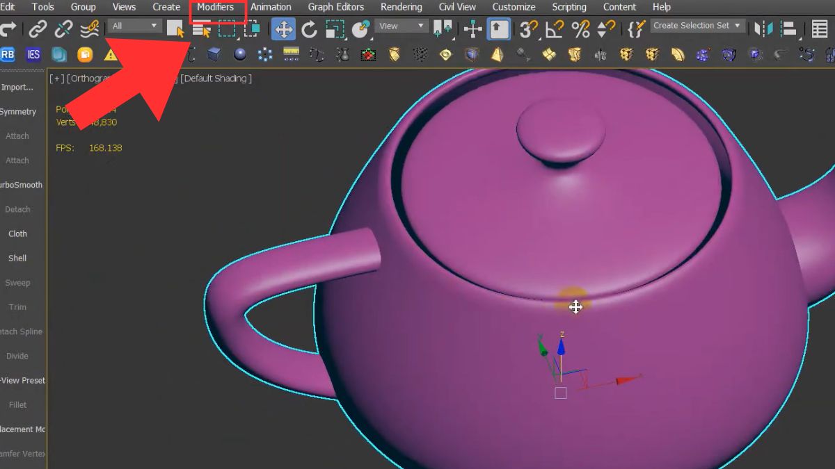Hướng dẫn cách giảm lưới trong 3dsMax - bước 1