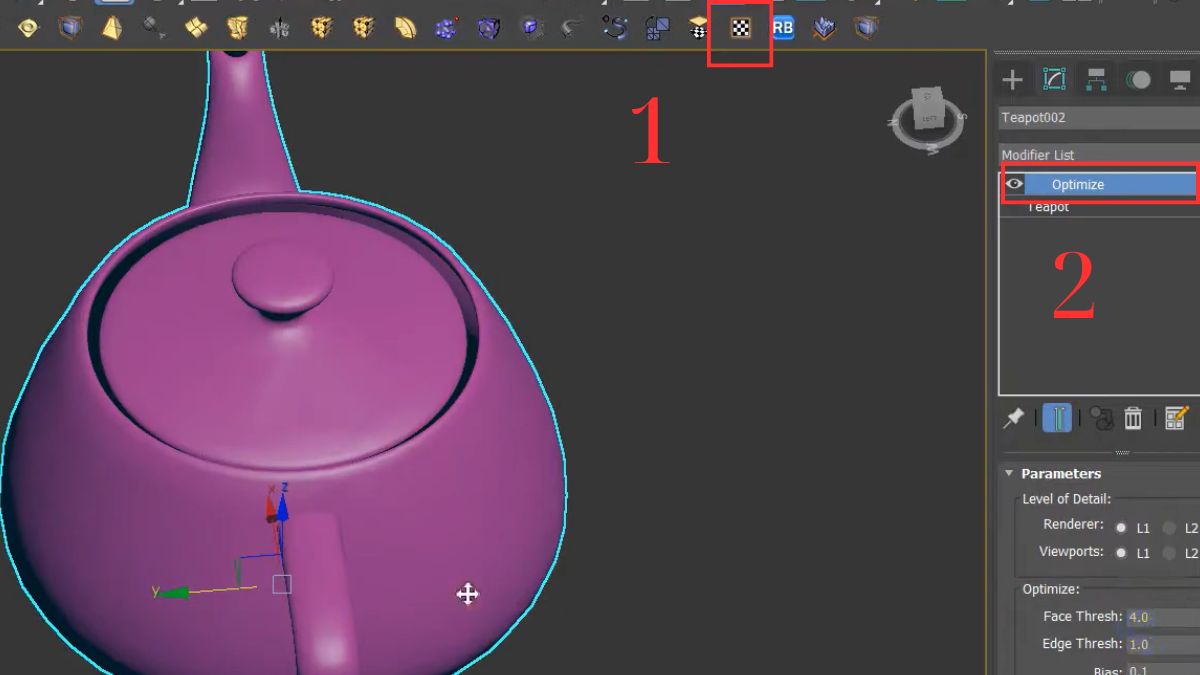 Hướng dẫn cách giảm lưới trong 3dsMax - bước 2