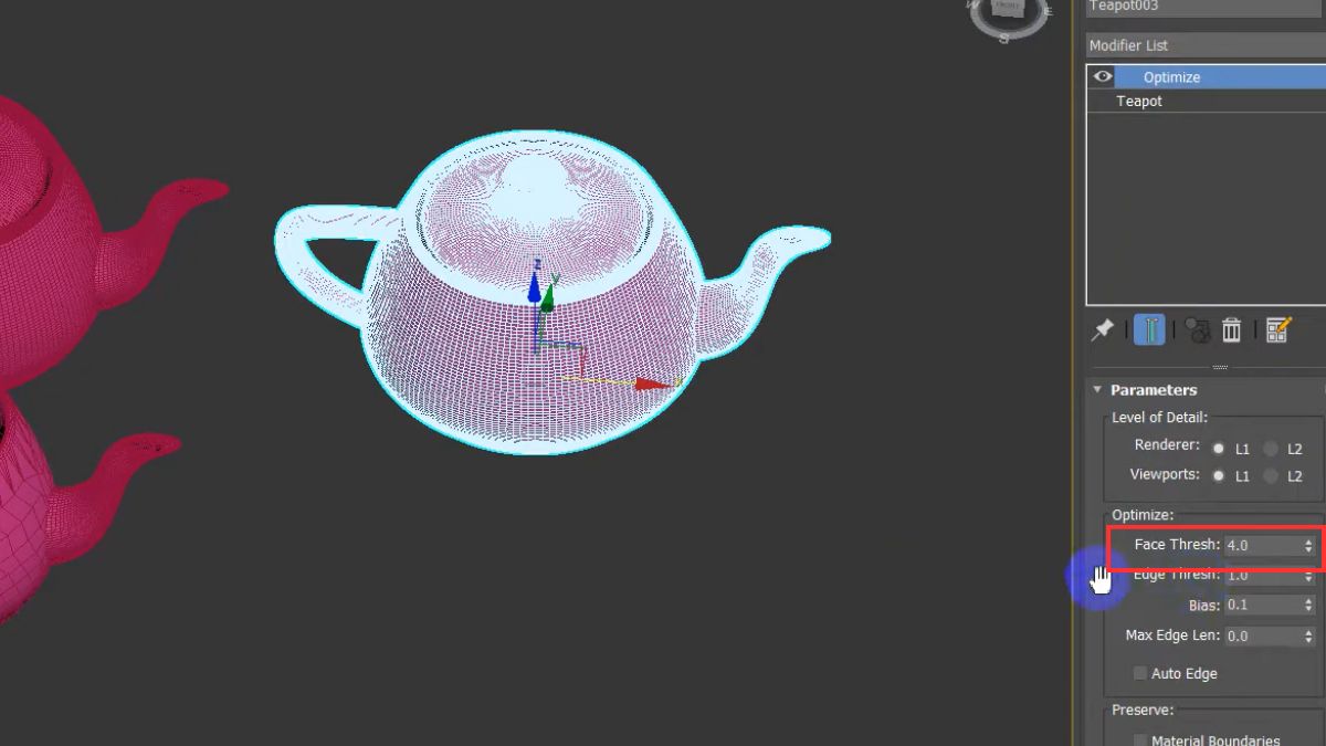 Hướng dẫn cách giảm lưới trong 3dsMax - bước 3