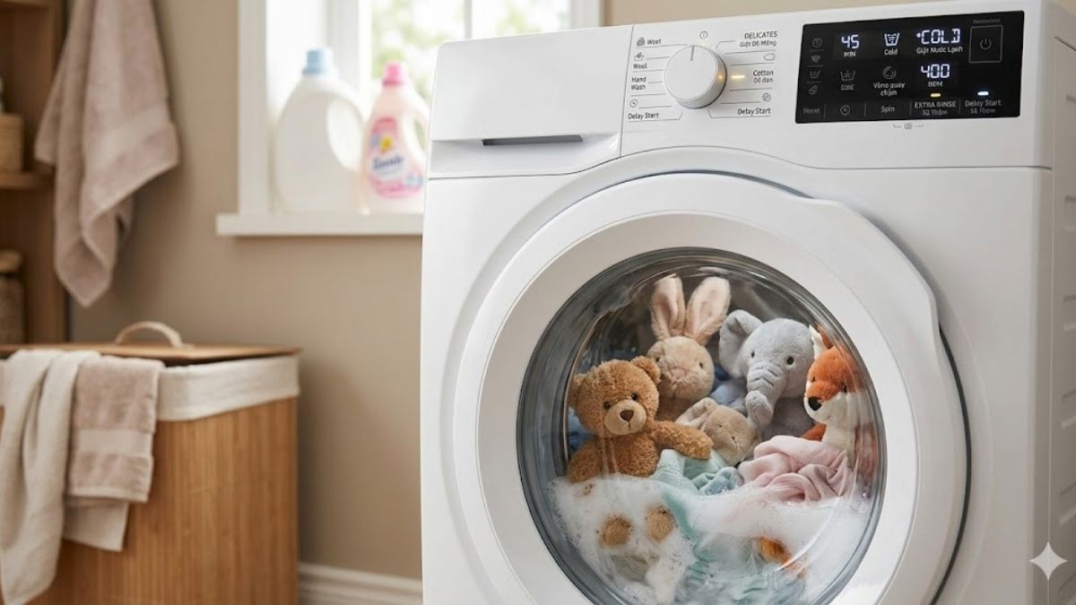 Kinh nghiệm chọn chế độ máy giặt để bảo vệ gấu bông