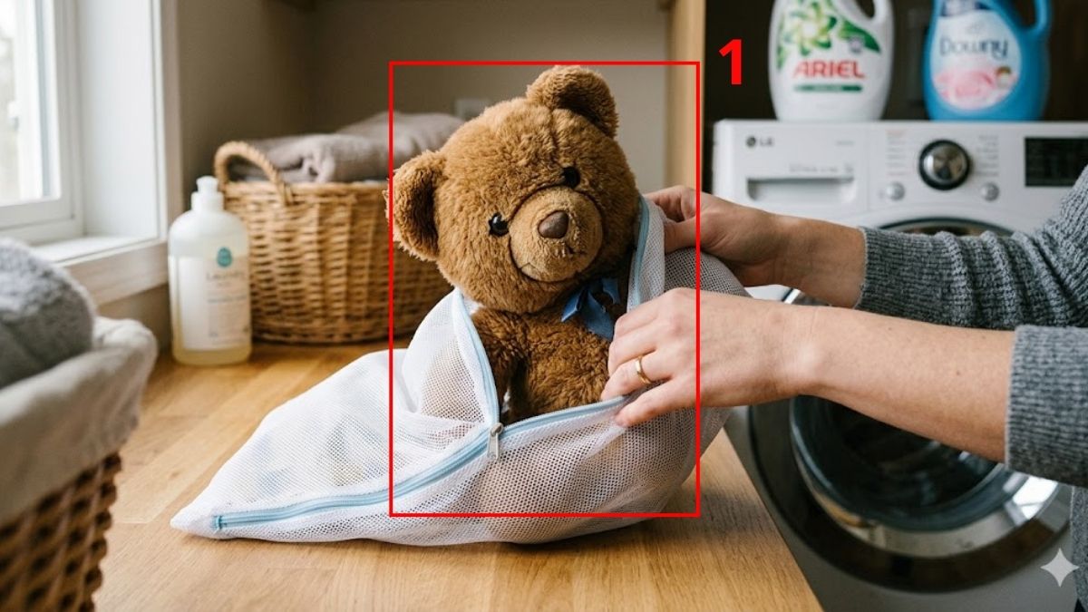 Cách giặt gấu bông bằng máy giặt với thú bông nhỏ bước 1