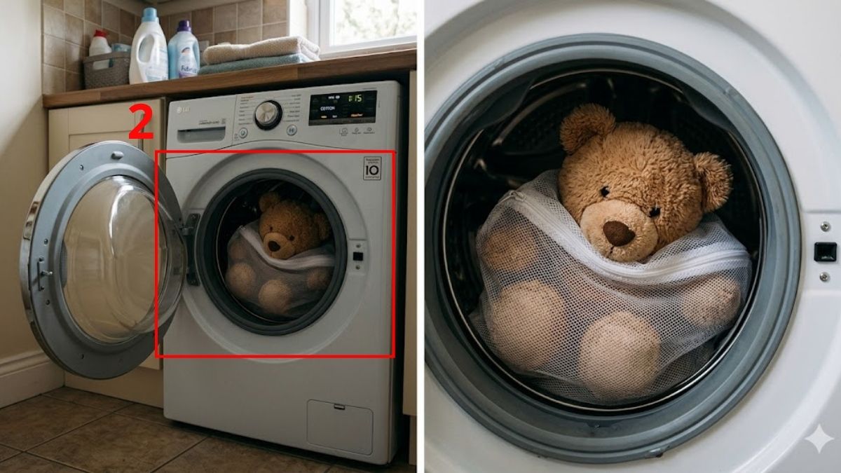 Cách giặt gấu bông bằng máy giặt với thú bông nhỏ bước 2