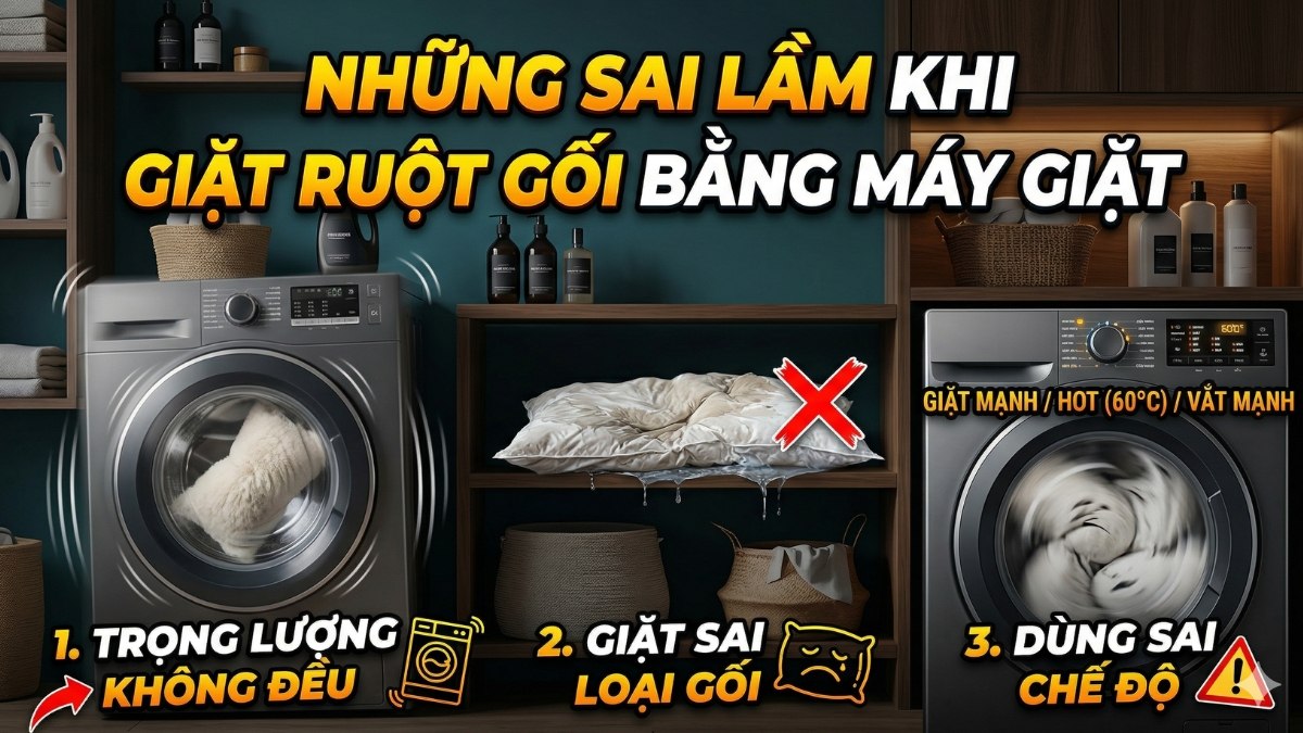 Những sai lầm khi giặt ruột gối bằng máy giặt