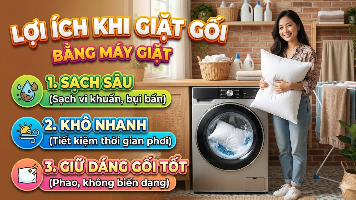 lợi ích khi giặt ruột gối bằng máy giặt