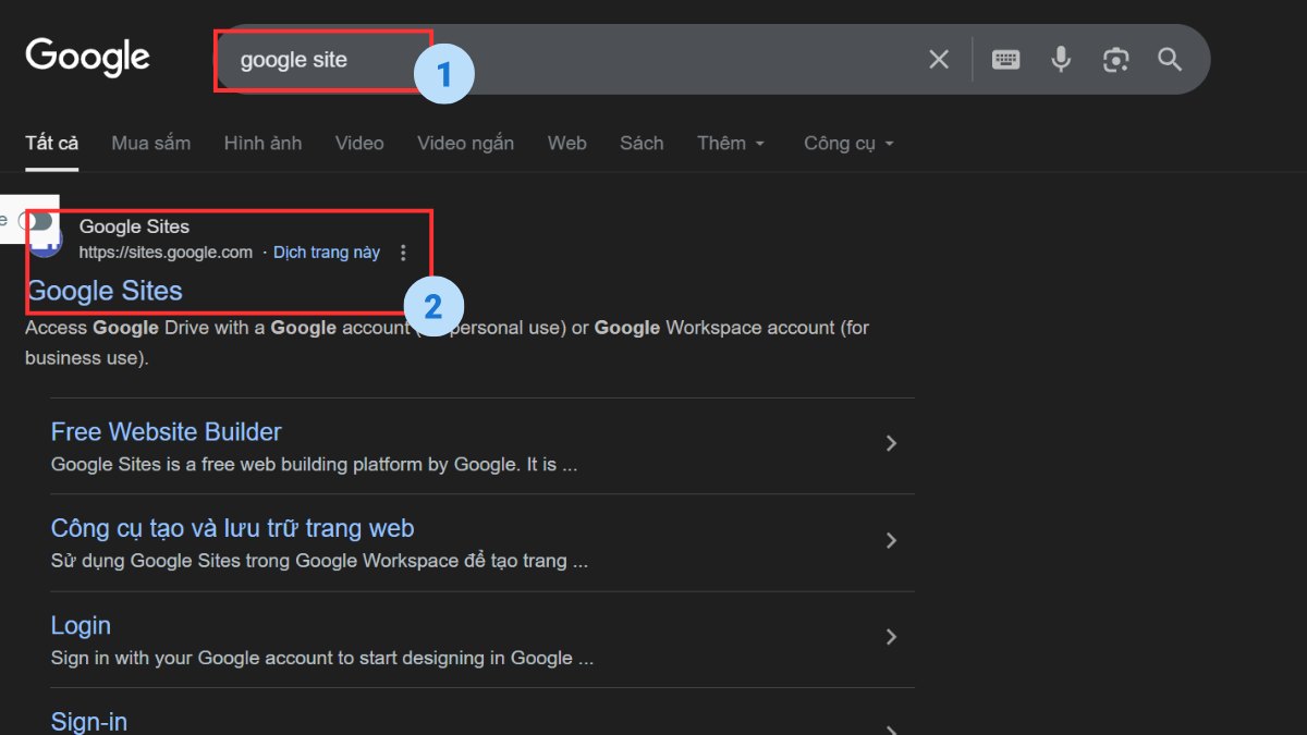 Hướng dẫn tạo Google Site là gì bước 1