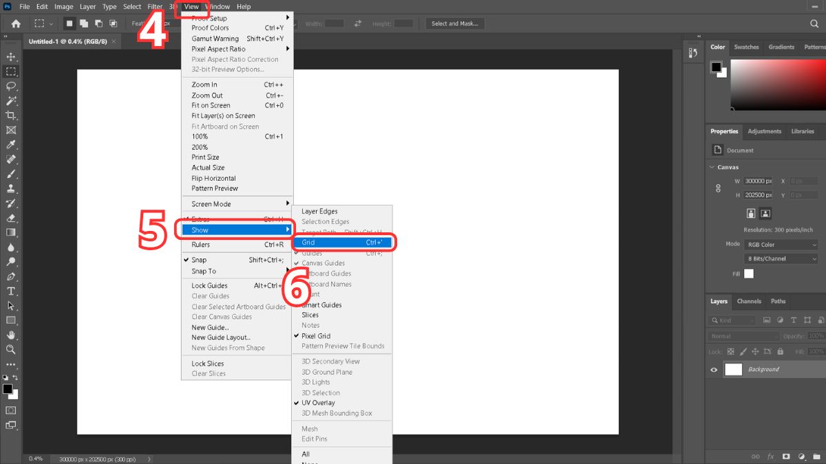 Cách tạo Grid trong Photoshop bước 2