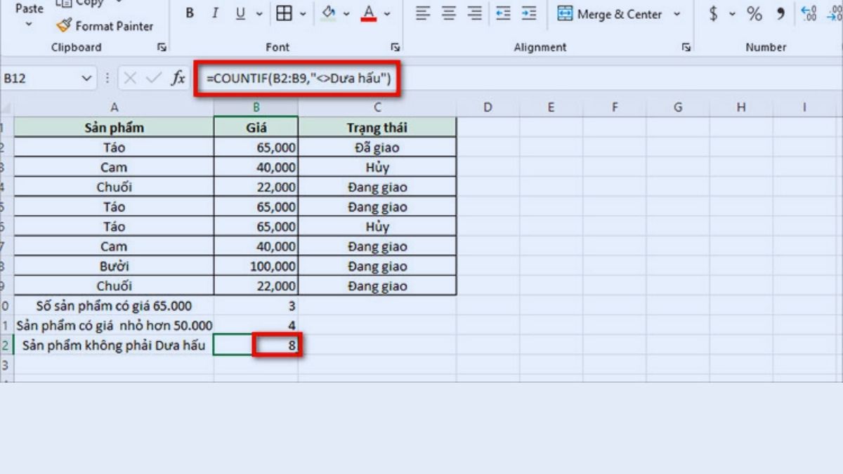 Hướng dẫn chi tiết các hàm đếm trong Excel - Hàm COUNTIF (Hàm đếm có điều kiện)