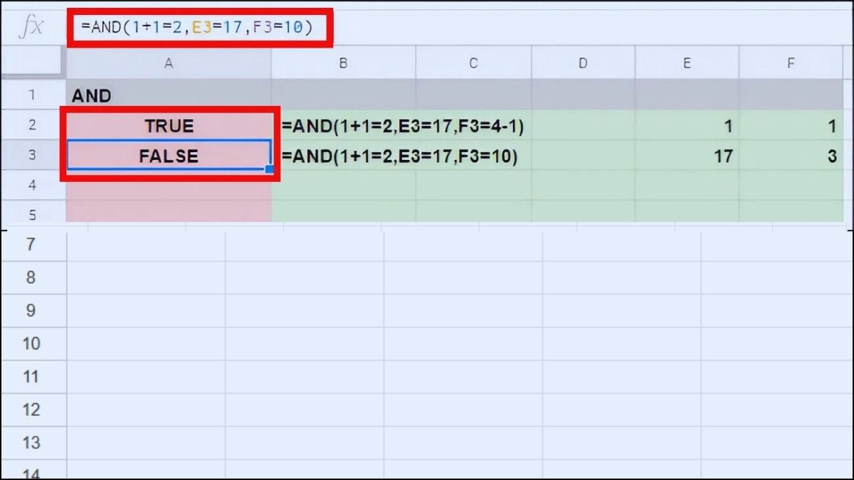 Hàm AND trong Google Sheet là gì?