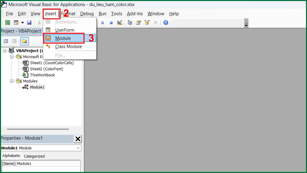 Cách tính tổng theo màu ô bằng hàm Color trong Excel bước 2