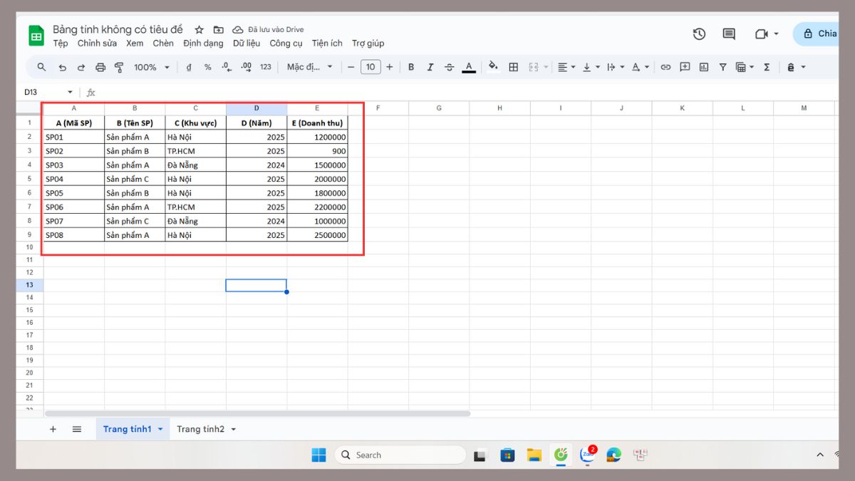 cách dùng hàm COUNTIF trong Google Sheet với hàm mid bước 1