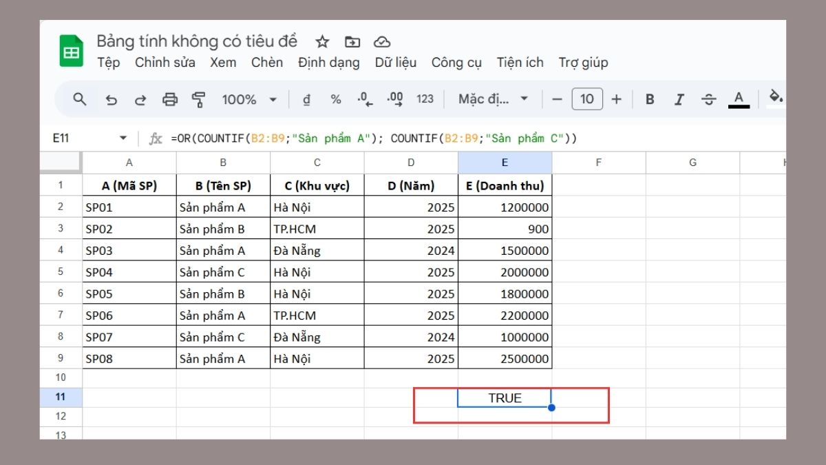 Kết hợp với hàm OR bước 3