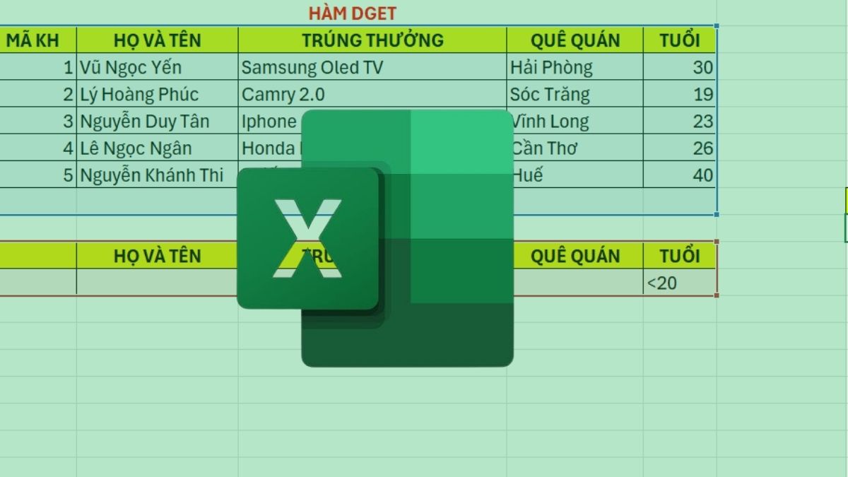 Ứng dụng của hàm DGET trong Excel