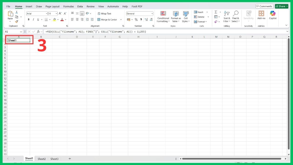 công thức chuẩn hàm lấy tên sheet trong excel kết hợp bước 3