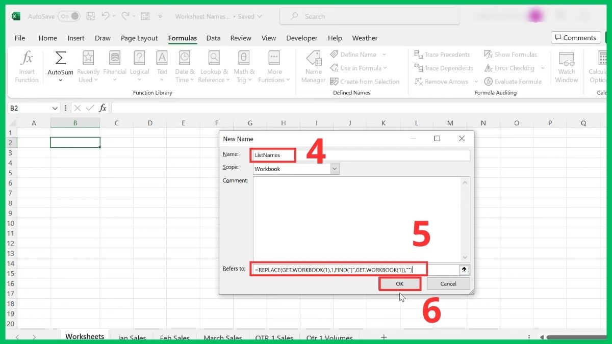 công thức chuẩn hàm lấy tên sheet trong excel dễ dàng bước 2