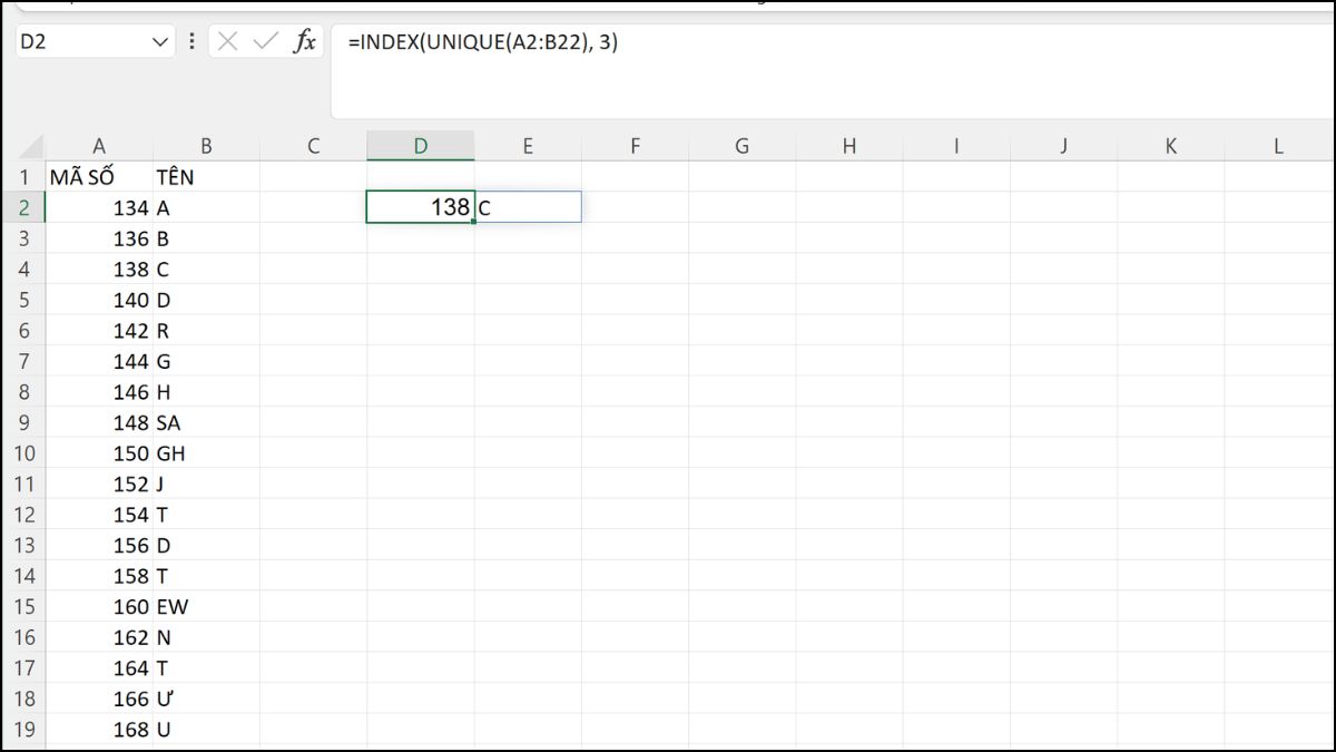 hàm liệt kê trong Excel - 